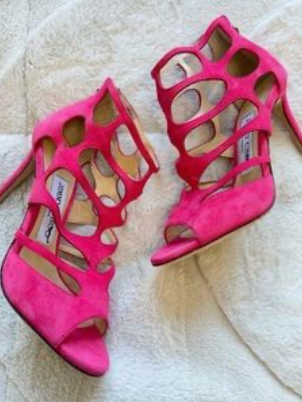 Jimmy Choo Pink Suede Stiletto Sandals